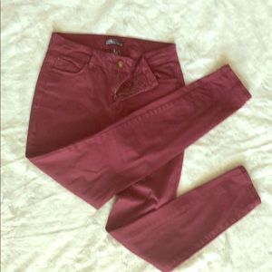 Burgundy skinny stretch jeans